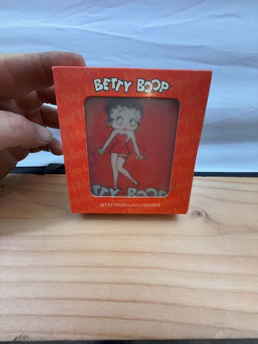 Betty Boop Glass Coasters Set of Four Red Collectible